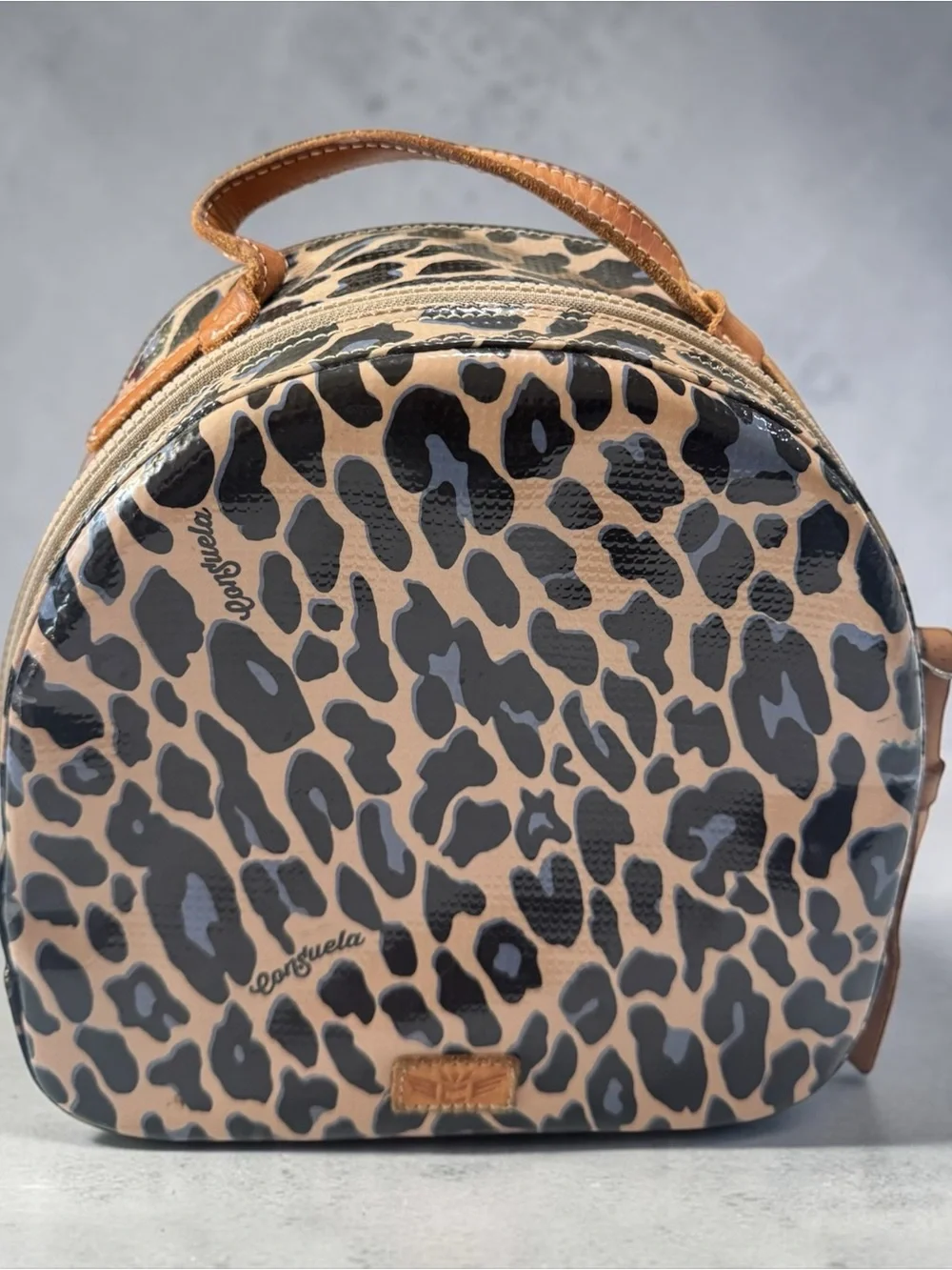 Consuela Leopard Print Mini Backpack with matching wallet Straps - Black Brown